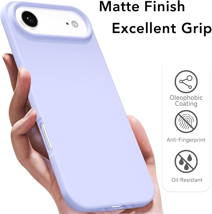 for iPhone 17 Air Case Silicone Compatible with Magsafe Case, Ultra Slim Thin Magnetic Phone Cases Mag Safe, Cute Soft Rubber Gel Matte Plain Wireless Charging Cover for Women, Purple Lavender