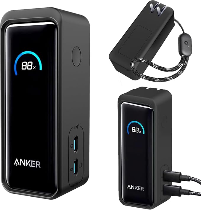 NOUKAJU Case for Anker Prime Power Bank 9600mAh 65W Output, Silicone Protective Cover,Drop-Proof,Scratch-Proof,Shock-Proof,Protective Case for Anker Prime Power Bank 9600mAh(Black)