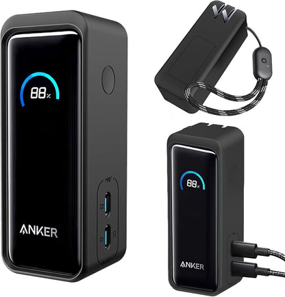 NOUKAJU Case for Anker Prime Power Bank 9600mAh 65W Output, Silicone Protective Cover,Drop-Proof,Scratch-Proof,Shock-Proof,Protective Case for Anker Prime Power Bank 9600mAh(Black)