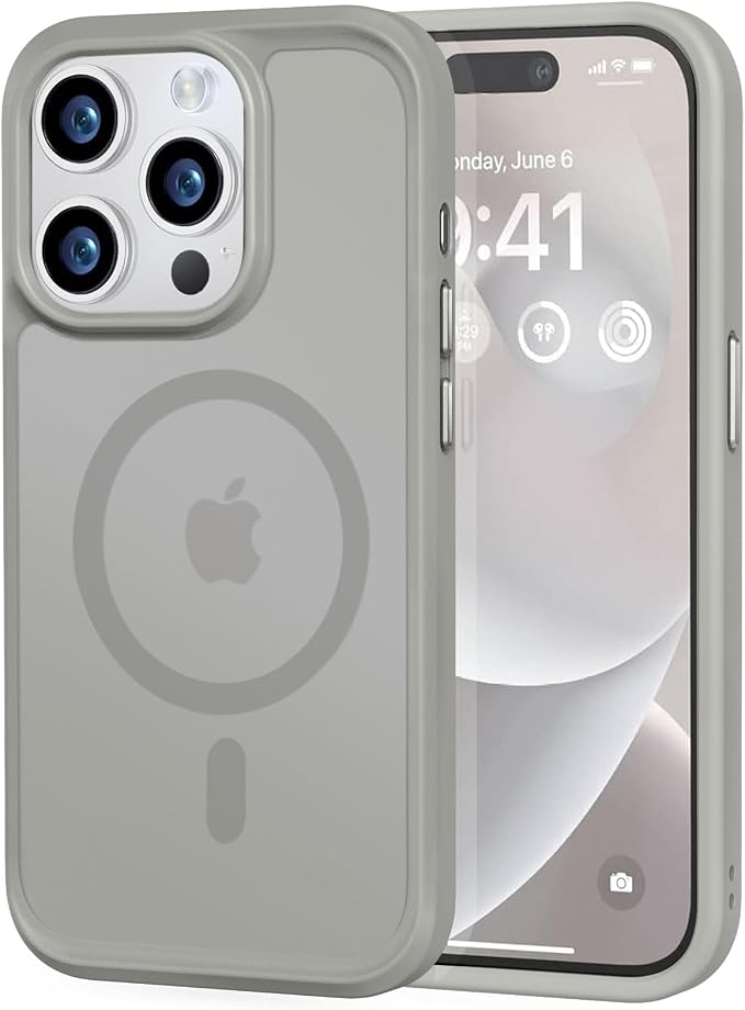 MOCCA Strong Magnetic for iPhone 14 Pro Case, [Compatible with Magsafe][13FT Military Drop Protection] Slim Translucent Matte Shockproof Case for iPhone 14 Pro Phone Case 6.1'', Titanium Gray