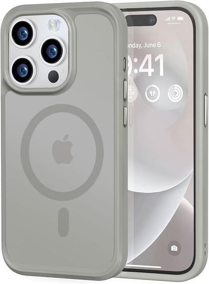 MOCCA Strong Magnetic for iPhone 14 Pro Case, [Compatible with Magsafe][13FT Military Drop Protection] Slim Translucent Matte Shockproof Case for iPhone 14 Pro Phone Case 6.1'', Titanium Gray