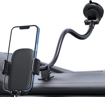 Qifutan Phone Holder - 14-Inch Long Arm Windshield Car Cell Phone Holder Anti-Shake Stabilizer Automobile Mount for iPhone Android Smartphones