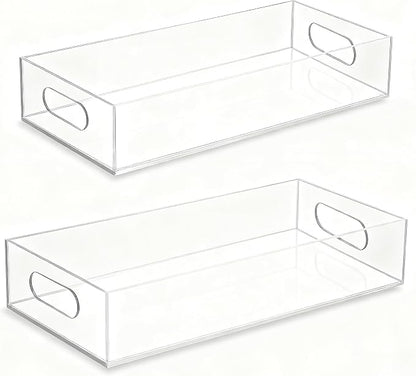 Acrylic Tray 2 PCS Toilet Tank Tray Toiletpaper Basket Back of Toilet Organizer,for Bathroom Organization Clear Decor and Countertop Storage