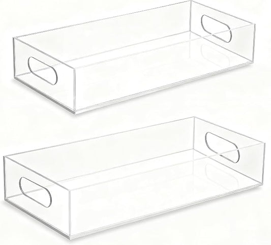 Acrylic Tray 2 PCS Toilet Tank Tray Toiletpaper Basket Back of Toilet Organizer,for Bathroom Organization Clear Decor and Countertop Storage