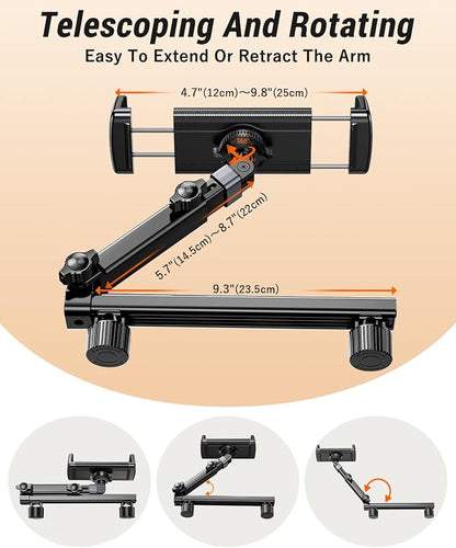 Extension Arm Tablet Holder for Car Headrest Adjustable iPad Holder for Car Backseat Rear Facing for Kids Baby, Car Mount Fit 4.7"-13" Cell Phone iPad mini Air Pro 12.9 Switch Fire Tablet
