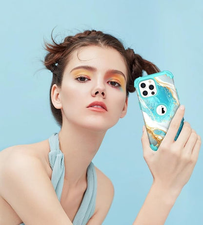 Hocase for iPhone 14 Pro Max Case, Heavy Duty Shockproof Protection Soft Silicone Rubber+Hard Plastic Bumpers Hybrid Protective Case for iPhone 14 Pro Max 2022 - Teal