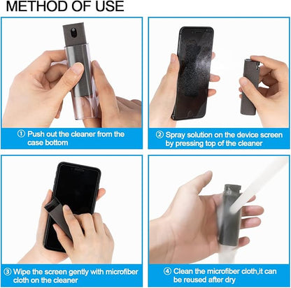 Screen Cleaner Touchscreen Mist Spray, walrfid Cleaning Kit for Electronic Smart Phone TV, Laptop, Tablet, PC, Computer Monitor LCD Flat Screens, Eyeglasses, Compatible with iPhone iPad MacBook Pro