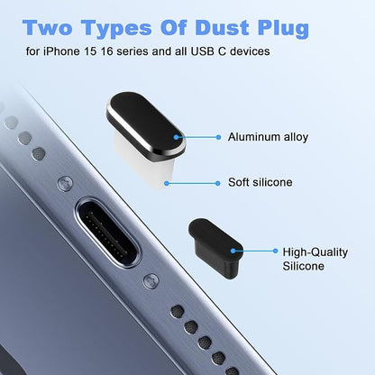 USB C Dust Plug for iPhone 15 16 17 Series, USB C Port Cover Phone Speaker Cover, Phone Charging Port Cleaner for Samsung Galaxy S23, S22 Ultra S21 FE S20, Note 20 and All Type-C Devices