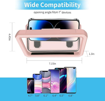 Shower Phone Holder Waterproof, 480° Rotatable Retractable Adjustable Anti-Fog High Sensitivity Touch Screen Bathroom Shower Phone Case, Bathroom Wall Phone Mount for 4-7" Cellphones (Pink)