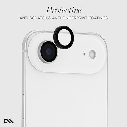 Case-Mate Camera Lens Protector with Aluminum Black Rings for iPhone Air - Double Tempered Glass, Anti-Scratch - Ultra HD View with Night Shooting, Case Friendly, Easy Install