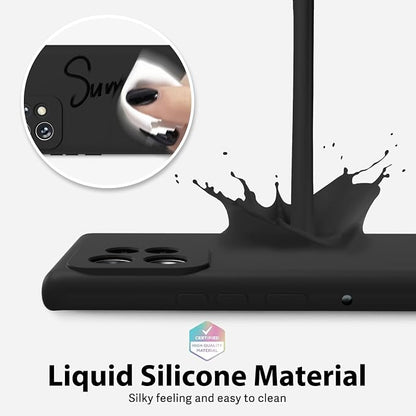 oakxco for Motorola Moto Edge Plus 2023 Case Silicone, Thin Slim Grip Soft Rubber Gel Protective Phone Case for Women, Matte Plain Solid Color Aesthetic Cute Girly Case with Camera Cove, Black