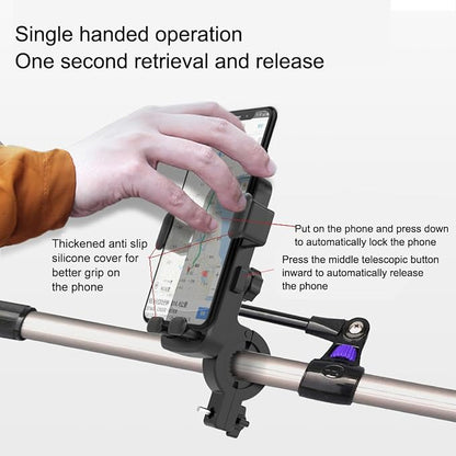 Bike Handlebar Phone Holder, Motorcycle Phone Mount Motorcycle Handlebar Phone Clamp, Scooter Phone Clip for iPhone 6/7/8/X/11/12/13/14 Series ， and More 4.7" - 6.8" Cellphone (Dark Gray)