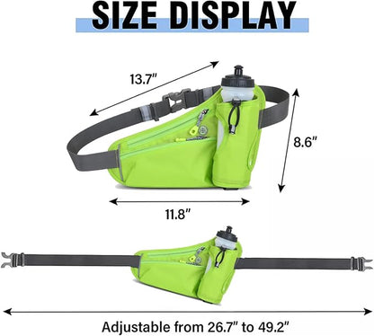 HOTEMIA Fanny Pack with Water Bottle Holder, Hydration Running Belt for Men Women Adjustable Strap Waist Bag Suitable for Hiking Running Walking Jogging Camping (Bottle Not Included) (Green)