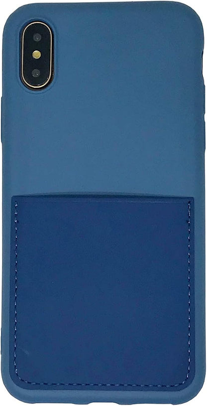 Ultra Slim Liquid Silicone Case Compatible for iPhone Xs/X 10(5.8 inch) with Card Holder Slot Ultra-Slim Thin Soft Wallet Cover Compatible for iPhone XS/X/10 with Screen Protector(Blue)