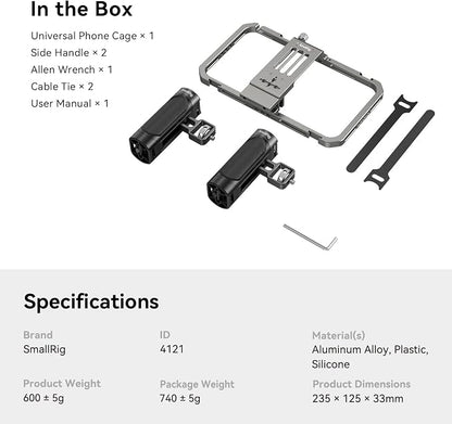 SmallRig Universal Phone Cage, Smartphone Video Rig Kit with Handles, Handheld Filmmaking Vlogging Case Stabilizer for Videomaker, for iPhone 17/16/15 for Samsung for Pixel and Other Android Phones