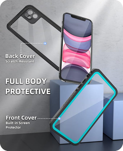 WIFORT for iPhone 11 Waterproof Case - [Certified Water Proof & Military Protection] with [Built-in Screen Protector], Full Body Shockproof Phone Case Cover for iPhone 11 6.1" - Teal