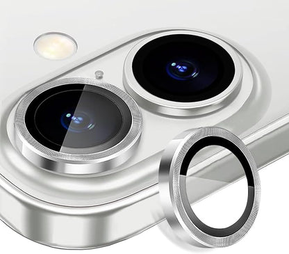 AFARER 1Set Camera Lens Protector for iPhone 17/16/16Plus,Ultra-tough HD Tempered Glass,[Does not Affect Night Shots] Drop Protection Individual Metal Ring Protectors-Sliver