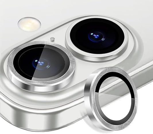 AFARER 1Set Camera Lens Protector for iPhone 17/16/16Plus,Ultra-tough HD Tempered Glass,[Does not Affect Night Shots] Drop Protection Individual Metal Ring Protectors-Sliver