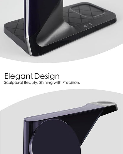 3 in 1 Charging Station for Apple Devices, Mag-Safe Charger Stand, Wireless Charger for iPhone 16/15/14/13/12 Series,& AirPods,& iWatch
