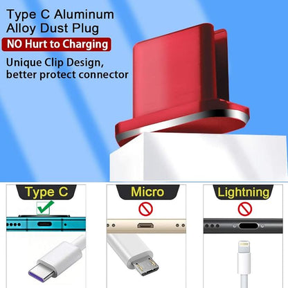 USB C Port Dust Cover Plug Cap 2 Metal Anti Dust Protectors for Smartphone MacBook Pro Air Charging Port Compatible with Samsung Galaxy S24 S23 S22 S21(Red)