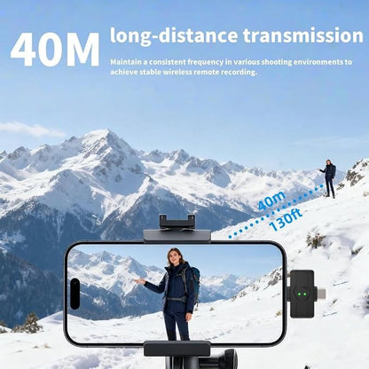 PANAMALAR Wireless Lavalier Microphone, Mini Clip-on Lapel Mic for iPhone Android, Noise Canceling Wireless Microphone USB Plug and Play with Charging Box for Video Recording Vlog Streaming TikTok