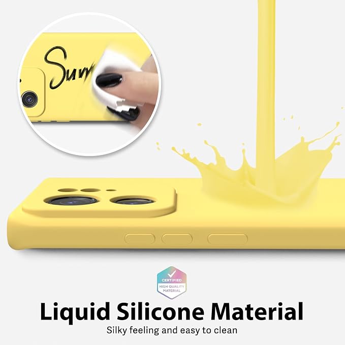 oakxco for Motorola Moto Edge 2023 Phone Case Liquid Silicone, Thin Slim Soft Rubber Gel TPU Plain Protective Simple Cover for Women Girl Cute, Matte Solid Color Aesthetic, Yellow
