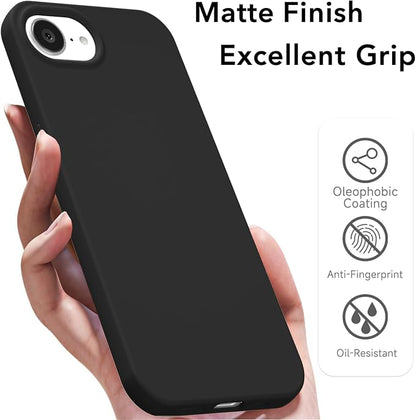 for iPhone 17e 16e Case Silicone Compatible with Magsafe Case, Ultra Slim Thin Magnetic Phone Cases Mag Safe, Cute Soft Rubber Gel TPU Matte Plain Wireless Charging Cover for Women, Black