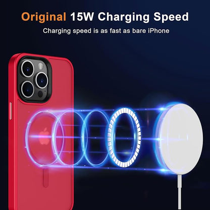 MOCCA Strong Magnetic for iPhone 12 Pro Max Case,[Compatible with Magsafe][Glass Screen Protector+Camera Lens Protector] Slim Thin Shockproof Cover Phone Case for iPhone 12 Pro Max 6.7", Red