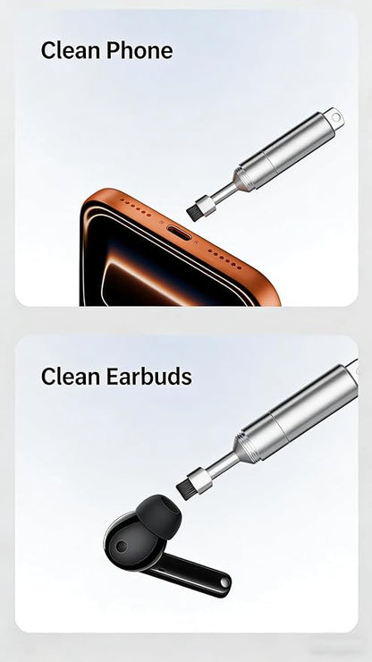 2PCs 3-in-1 Cleaning Brush Mobile Phone Card pin Keychain sim Battery Compartment Multi-Function Cleaning Brush handset Cleaning (Black+Gold)