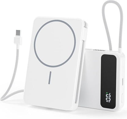 Magnetic Power Bank, 10,000mAh Wireless Portable Charger for Mag-Safe 15W Fast Charging, Battery Pack with USB-C Cable 20W in/Out for iPhone Air/17/16/15/14/13/12/Plus/Pro/Pro Max, AirPods & More