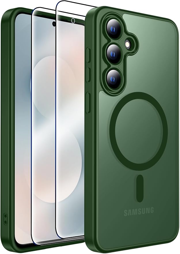 MOZOTER for Samsung Galaxy S25 FE Case,[Compatible with MagSafe] Green | [12Ft Military Dropproof][2*Screen Protector]Translucent Shockproof Holsters Case for S25 FE-Green