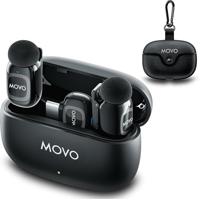 Movo NanoMic Dual USB-C Wireless Microphone for iPhone 15/16/17 and Up, Android, iPad Pro & Laptops – Wireless Lavalier Mic for USB-C Smartphones & Devices, Great for Vlogging & TikTok