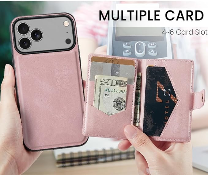 Wallet Case for iPhone 17/17 Pro/17 Air/17 Pro Max, Retro Leather Cover Magnetic Separate Card Slots Kickstand Detachable Case,17pro max,Black
