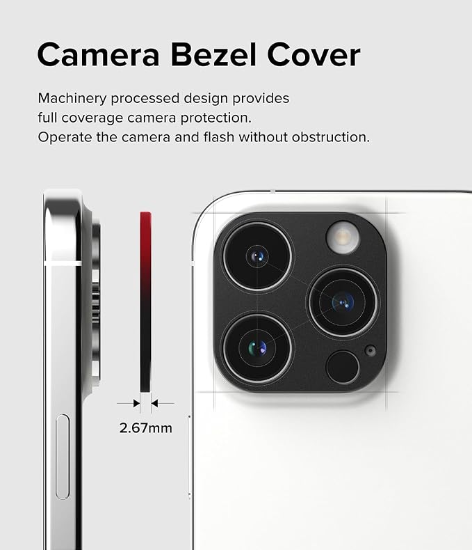 Ringke Camera Styling [Make the Phone Look Better] Compatible with iPhone 15 Pro Max Camera Lens Protector and iPhone 15 Pro Camera Lens Protector, Protective Stylish Aluminum Frame - Black