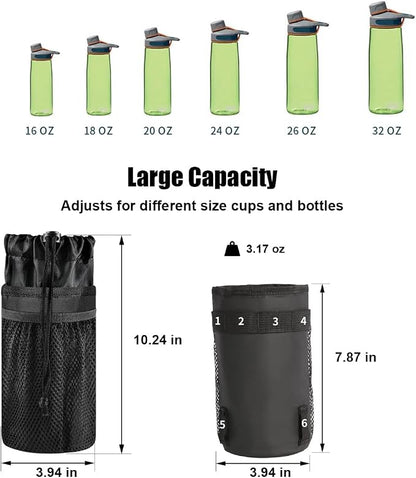 Caudblor Bike Water Bottle Holder Bag for Kid Adult, Insulated Bicycle Coffee Cup Holders with Phone Storage, Black Handlebar Drink/Beverage Container for Walker/Cruiser/Exercise/Mountain Bike