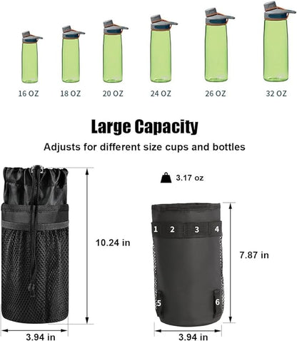 Caudblor Bike Water Bottle Holder Bag for Kid Adult, Insulated Bicycle Coffee Cup Holders with Phone Storage, Black Handlebar Drink/Beverage Container for Walker/Cruiser/Exercise/Mountain Bike