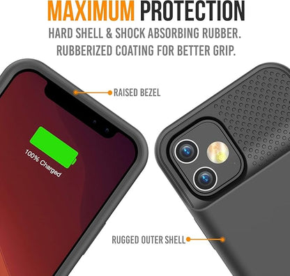 Alpatronix Battery Case for iPhone 12 Pro & iPhone 12 (6.1 inch), Strong Slim Portable Protective Extended Charging Cover with Wireless Charging, Lightning Input, Apple Pay, CarPlay- Matte Black