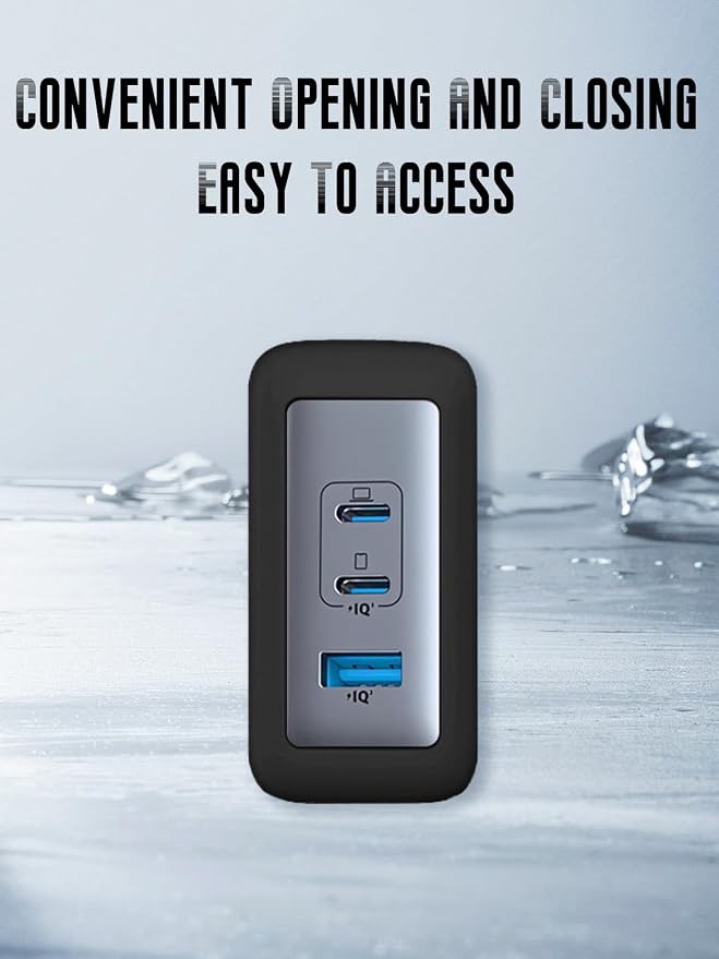 Case for Anker Nano 100W USB-C Charger (Model: A2145), Kids-Friendly Soft Silicone Protective Cover, Shockproof, Waterproof (Black)
