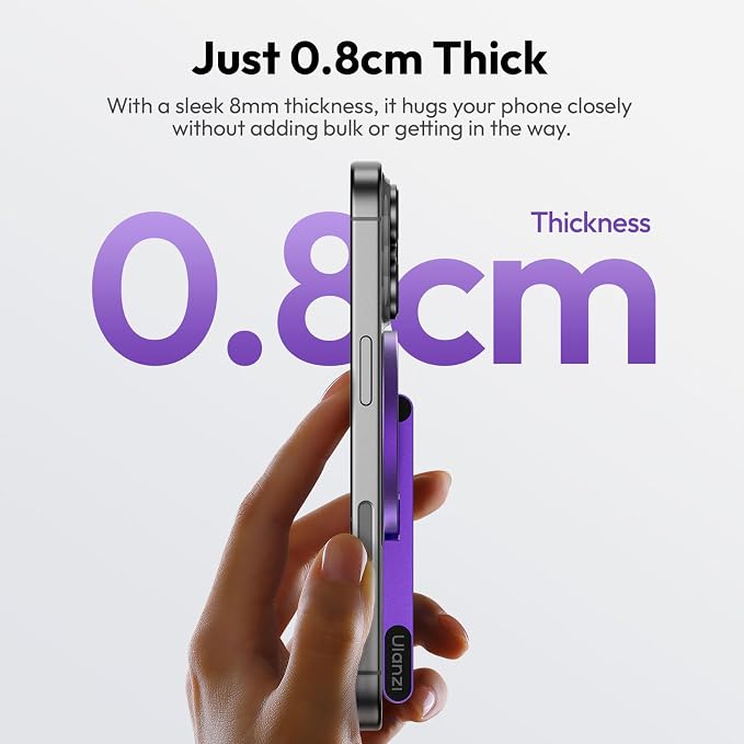 ULANZI MA60 Magnetic Phone Tripod Stand for iPhone - Aluminium Smartphone Mini Tripod Pocket Cell Phone Stand Strong Magnet Quick Mount Compatible with iPhone 16 15 14 13 13 Series, Purple