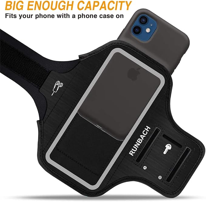 Armband for iPhone 13 Mini/12 Mini/11 Pro/iPhone X/XS,Sweatproof Running Exercise Gym Bag with Card Slot(Black)