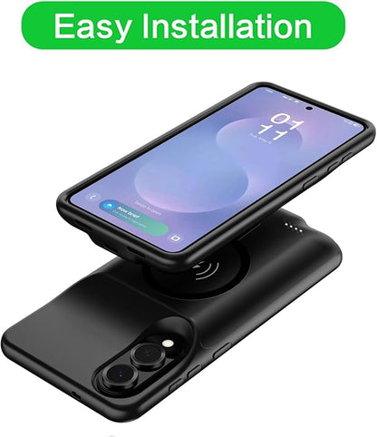 Wireless Charging Case for Galaxy S25 Edge, Upgraded 10000mAh Rechargeable Portable Charging Case Compatible with Galaxy S25 Edge (6.7 inch) with Carplay Extended Battery Pack Charger Case (Black)