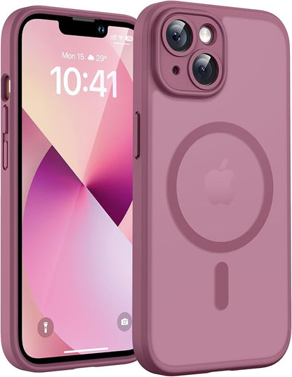 TOCOL for Phone 13 Case, Compatible with Magsafe Charger, Full Camera Protection, Drop Protection, Translucent Matte Phone Case for iPhone 13 6.1 inch (Plum)