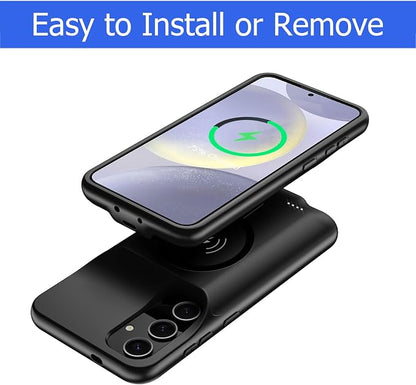 Battery Case for Galaxy S24 Plus,[12000mAh]Large capacity Slim Portable Protective Fast Charging Case Battery Case Compatible with Galaxy S24 Plus Wireless Charging Case with Carplay(6.7inch)-Black