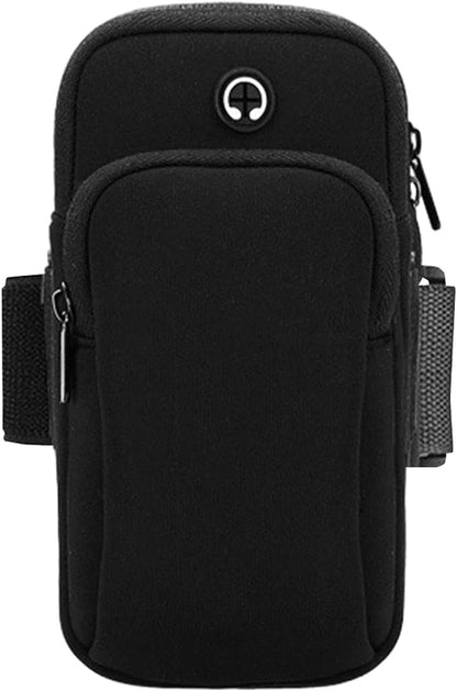 Phone Holder for Running, Universal Adjustable Arm Band Key Card Bag Fit Gym Jogging Hiking Running Exercise Walking Workout, Running Armband for Phone Under 7 Inch(Black)