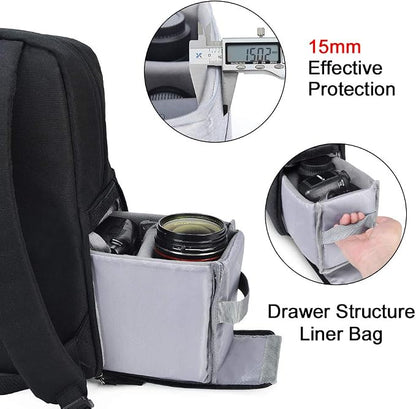 CADeN Camera Backpack Bag with 14" Laptop Compartment Waterproof, DSLR/SLR Mirrorless Camera Case for Travel Daily Photography, Compatible for Canon Sony Nikon Camera and Lens with Tripod Straps