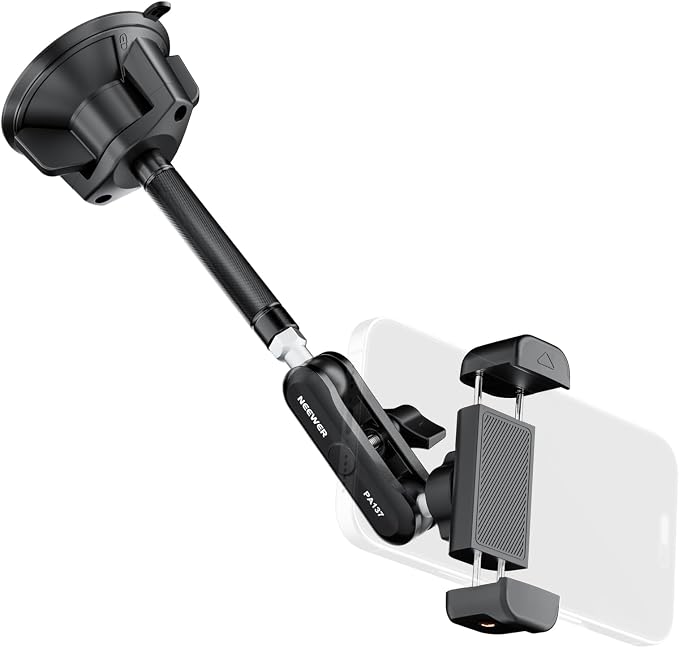 NEEWER Phone Holder for Your Car, 360° Rotating Vacuum Suction Cup Metal Cell Phone Mount Extended Magic Arm Compatible with iPhone Samsung for Windshield Skylight Navigation Video Recording, PA137