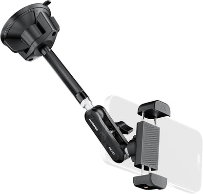 NEEWER Phone Holder for Your Car, 360° Rotating Vacuum Suction Cup Metal Cell Phone Mount Extended Magic Arm Compatible with iPhone Samsung for Windshield Skylight Navigation Video Recording, PA137