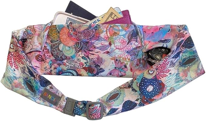 BANDI Plus Size Fanny Pack for Women - Travel-Ready Pocket Belt with Secure Hidden Money & Running Belt for Phone, Passport, Keys, & Medical Devices, Adjustable Fit, Comfortable (Coral Reef)