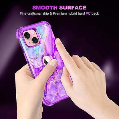 Casetego for iPhone 13 Case,iPhone 14 Case,Three Layer Heavy Duty Sturdy Shockproof Protection Full Rugged Hard PC+Soft TPU Bumper Protective Girls Case for Apple iPhone 13/14 6.1 inch,Bright Purple