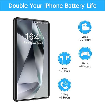 Battery Case for Galaxy S24 Ultra, 12000mAh Extended Portable Protective Case Backup Power Bank Wireless Charger Case Compatible with Galaxy S24 Ultra 6.8inch Charging Case with Screen Protector-Black